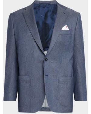 Kiton Apos;S Cashmere Denim Single-Breasted Jacket - Blue