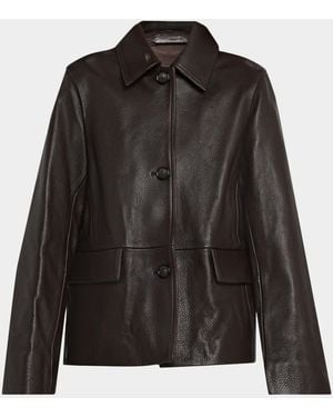 TOTEME Garderob Grained Leather Jacket - Black