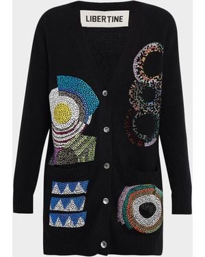 Libertine Sonia Crystal Cashmere Oversized Cardigan - Black