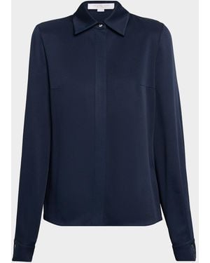MICHAEL Michael Kors Split-Sleeve Satin Shirt - Blue