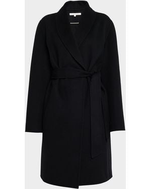 Sofiacashmere Double-Face Belted Wrap Coat - Black