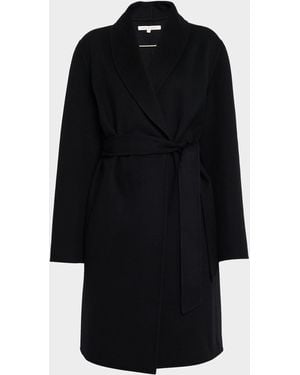 Sofiacashmere Double-Face Belted Wrap Coat - Black