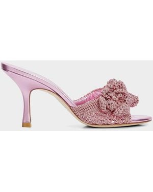 Stuart Weitzman 85Mm Lotus Metallic Crochet Slide Sandals - Pink