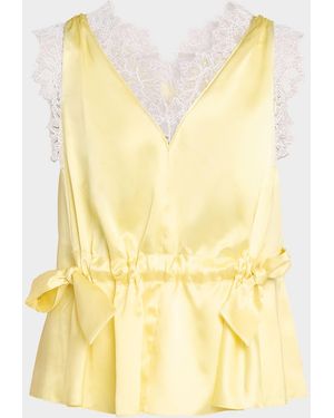 3.1 Phillip Lim Sleeveless Satin V-Neck Top - Yellow