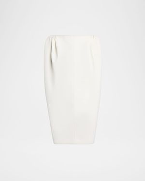 Balenciaga Gathered-Shoulder High-Neck Mini Sack Dress - White