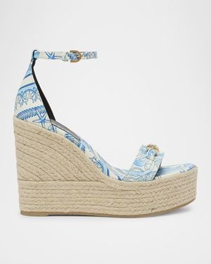 Versace Medusa Calfskin Leather Espadrilles - Blue