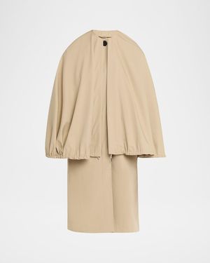 TOTEME Detachable Cape Cotton Coat - Natural