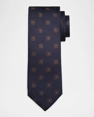 Canali Apos;S Medallion Jacquard Silk Tie - Blue