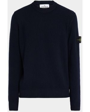 Stone Island Apos;S Wool Crewneck Sweater - Blue
