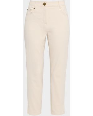 Maison Common Cotton Stretch Straight-Leg Ankle Pants - Natural