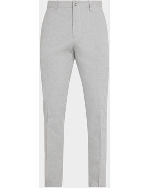 Bugatchi Apos;S Sharkskin Cotton Slim Flat-Front Chino Pants - Gray