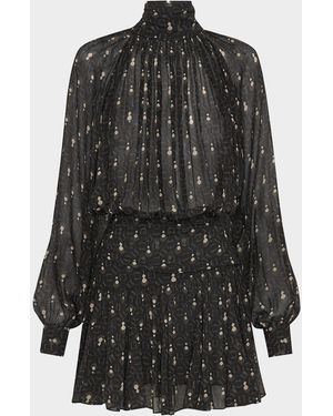 Nicholas Cecile Ruched Turtleneck Viscose Mini Dress - Black
