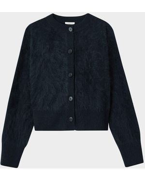 Lafayette 148 New York Button-Down Brushed Cashmere Cardigan - Blue