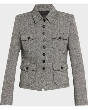 Nili Lotan Jamison Single-Breasted Utility Jacket - Gray