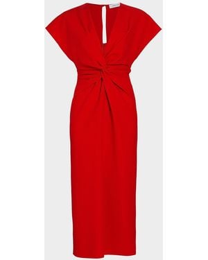 Prabal Gurung Jackie Twisted Cap-Sleeve Midi Dress - Red