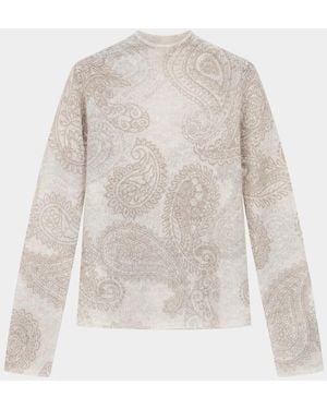 Emporio Armani Paisley Wool-Blend Sweater - White
