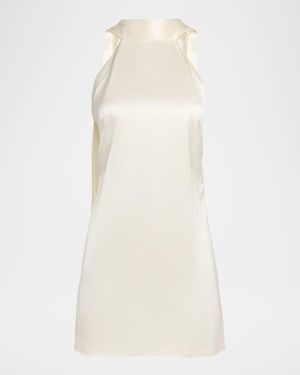 Nicholas Lita Draped Satin Mini Dress - Natural