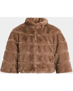 THEIA Varna Cropped Faux Fur Bolero - Brown