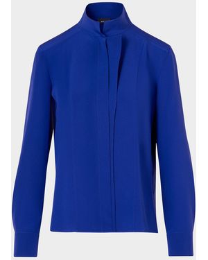 Akris Silk Crepe Asymmetric Blouse - Blue