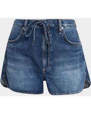Rag & Bone Nolan Ultra-Featherweight Denim Drawstring Shorts - Blue