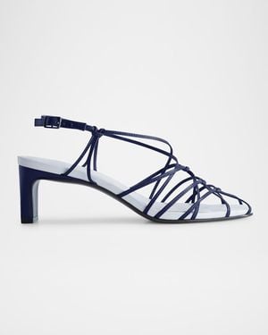 Bernardo Strappy Leather Kitten Slingback Sandals - Blue
