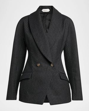 Versace Pinstripe Wool Twill Blazer - Black