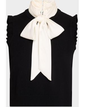 Cinq À Sept Chiara Bow-Neck Knit Sleeveless Top - Black