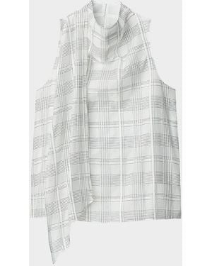 Rag & Bone Adela Plaid Silk-Blend Scarf Top - White