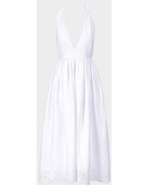 STAUD Grazia Linen Halter Midi Dress - White
