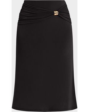 Hervé Léger Valentina Drape Midi Skirt - Black