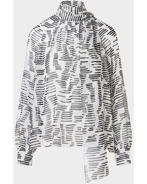 Akris Dance Movements Long-Sleeve Silk Blouse - White