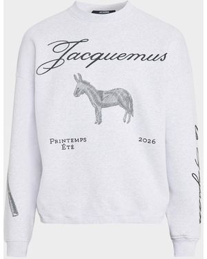 Jacquemus Apos;S Embroidered Le Paysan Fleece Sweatshirt - Gray