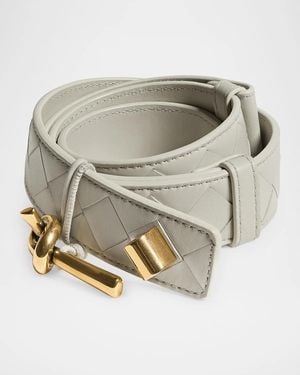 Bottega Veneta Knot-Buckle Intrecciato Leather Belt - Multicolor