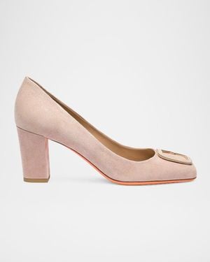 Santoni 70Mm Suede Buckle Pumps - Pink