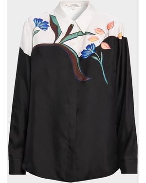Dorothee Schumacher Seductive Bloom Floral-Print Silk Twill Blouse - Black