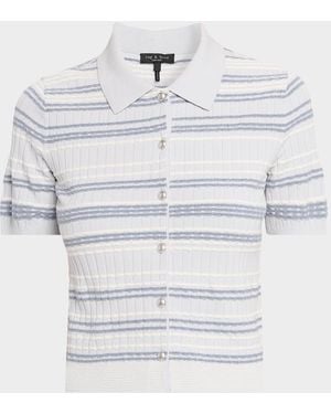 Rag & Bone Karina Stripe Short-Sleeve Top - White