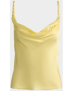 Alice + Olivia Monique Twist Strap Cowl-Neck Blouse - Yellow