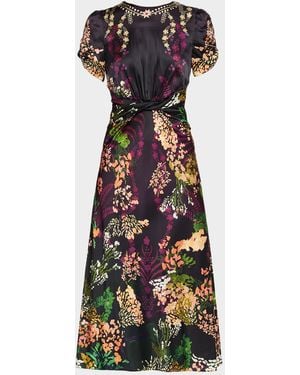 Saloni Gwen Floral Silk-Blend Dress - Multicolor