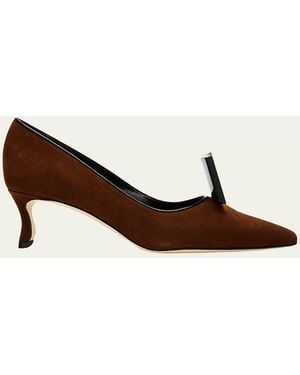 Manolo Blahnik 50Mm Potoka Suede Pumps - Brown