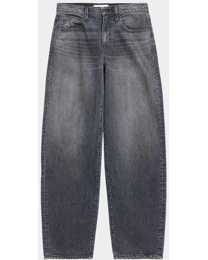 SLVRLAKE Denim Hailey Leather-Pocket Wide-Leg Jeans - Gray
