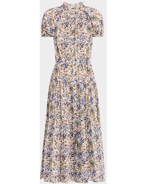 Apiece Apart Mazza Tiered Organic Cotton Voile Maxi Dress - Multicolor