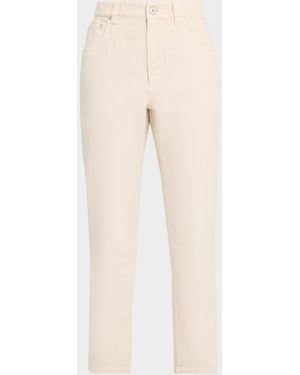 Brunello Cucinelli Dyed Cotton Twill Slim-Leg Ankle Pants - Natural