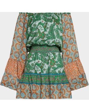 Ramy Brook Claudine Off-Shoulder Mini Dress - Green