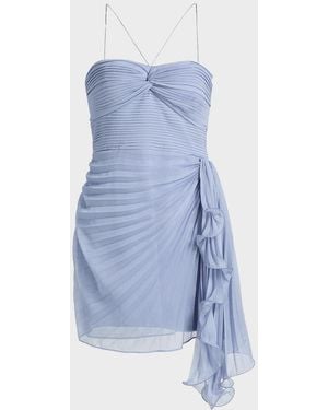 AMUR Bentley Pleated Draped Mini Dress - Blue