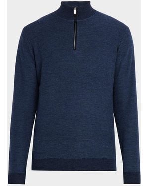 Peter Millar West Merino Wool Quarter-Zip Sweater - Blue