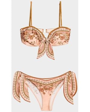 Zimmermann Aster Paisley Scarf Tie Two-Piece Swimsuit - White