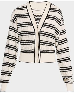 Ramy Brook Romy Striped Crochet Cardigan - White