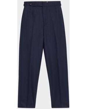 dunhill Apos;S Super 170S Wool Flat-Front Pants - Blue