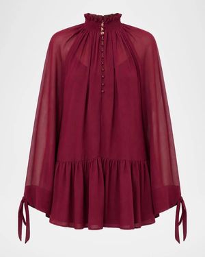 Nicholas Eliza Georgette Flounce Mini Dress - Red