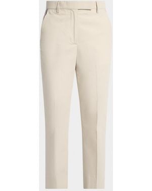 Thom Browne Grosgrain-Stripe Relaxed-Leg Ankle Pants - Natural